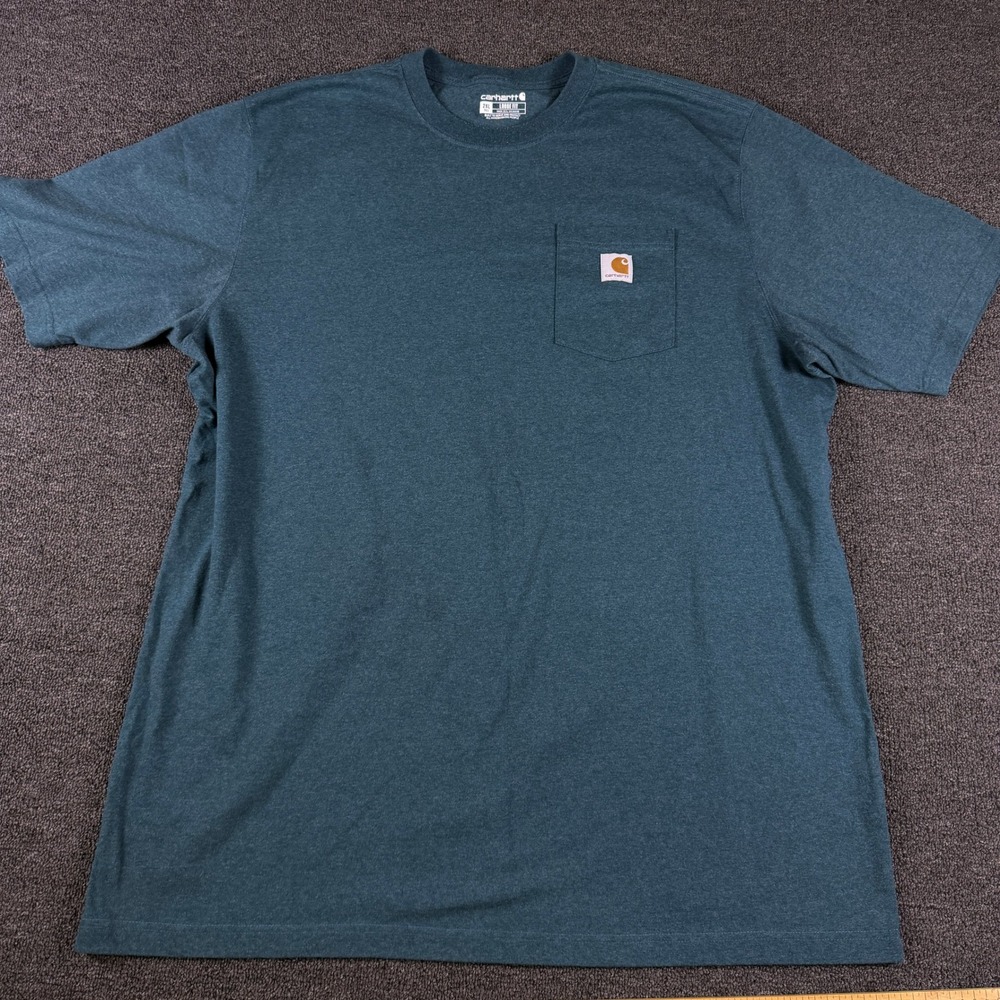 Carhartt T-Shirt Mens 2XL Tall K87 Pocket Tee Heather Teal EUC